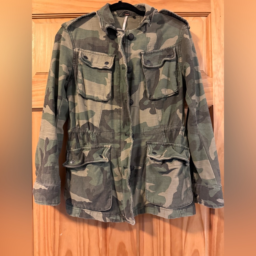 Free People Green Camouflage Utility Jacket